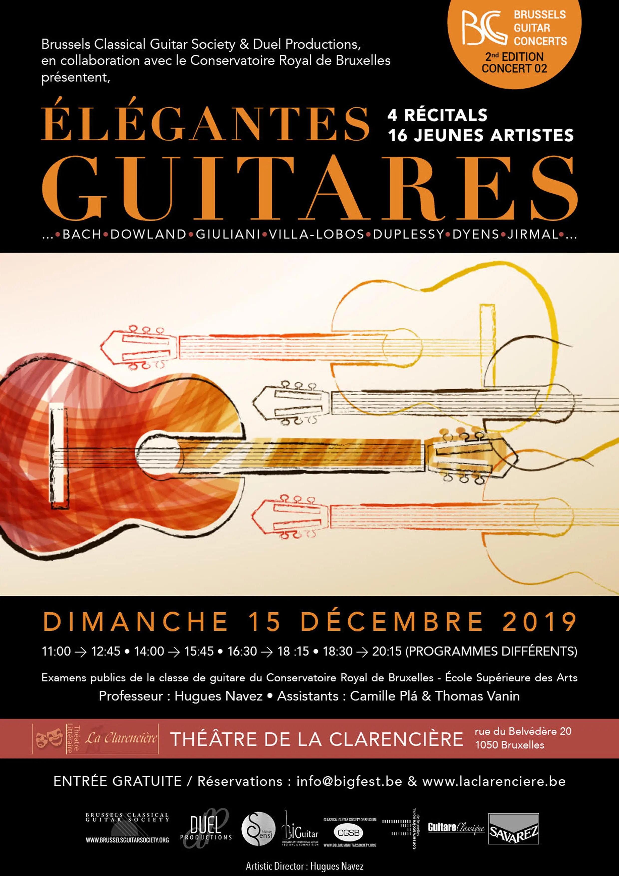 16 jeunes artistes – 4 récitals - « Élégantes Guitares » - Brussels Guitar Concerts